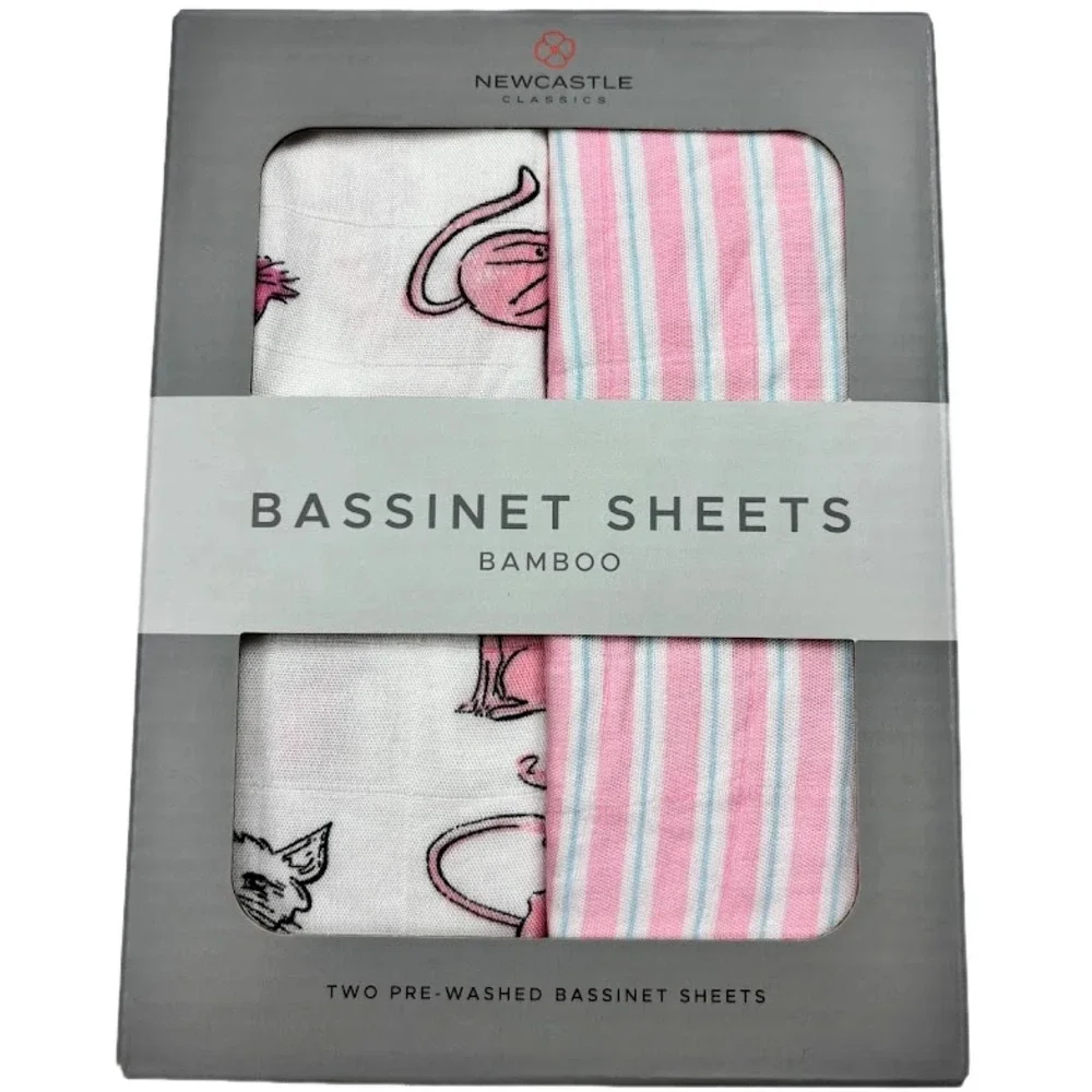 Cat Candy Stripe Baby Bassinet Fitted Sheets Rayon‎ Bamboo White Pink Newcastle